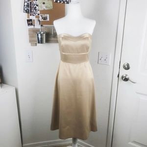 WHBM Vintage Champagne Gold Satin Dress
